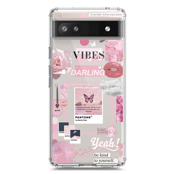Pink Aesthetic Design Soft Phone Case - Crystal Clear Case - Google Pixel 6a