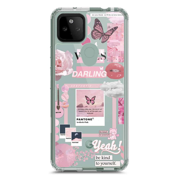 Pink Aesthetic Design Soft Phone Case - Crystal Clear Case - Google Pixel 5a 5G