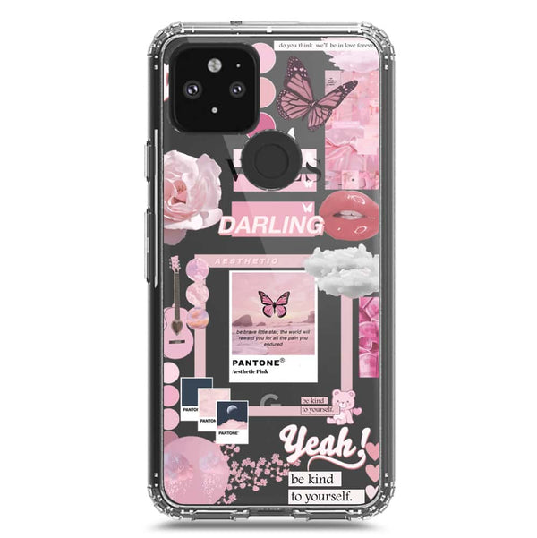 Pink Aesthetic Design Soft Phone Case - Crystal Clear Case - Google Pixel 5