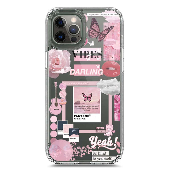 Pink Aesthetic Design Soft Phone Case - Crystal Clear Case - iPhone 12 Pro