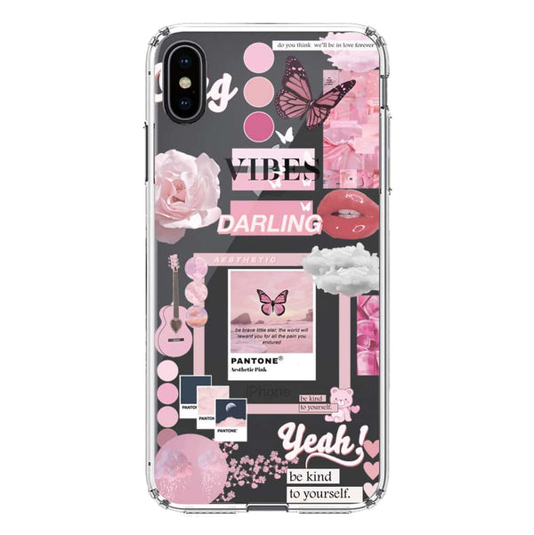 Pink Aesthetic Design Soft Phone Case - Crystal Clear Case - iPhone XS Max