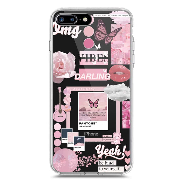 Pink Aesthetic Design Soft Phone Case - Crystal Clear Case - iPhone 7 Plus