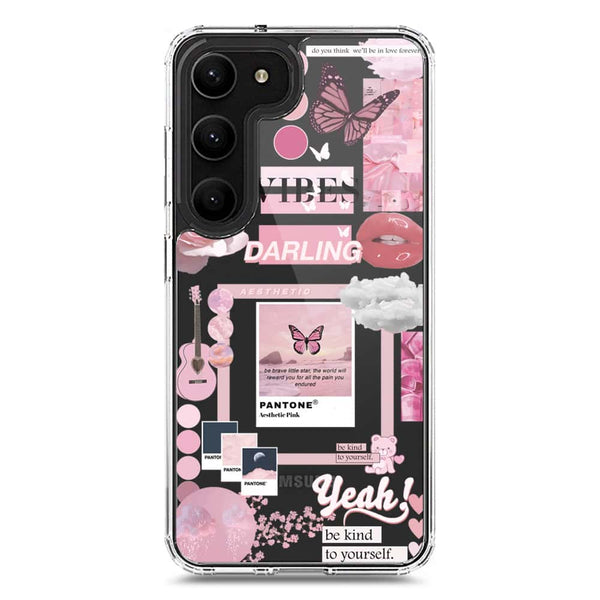 Pink Aesthetic Design Soft Phone Case - Crystal Clear Case - Samsung Galaxy S22 Ultra 5G