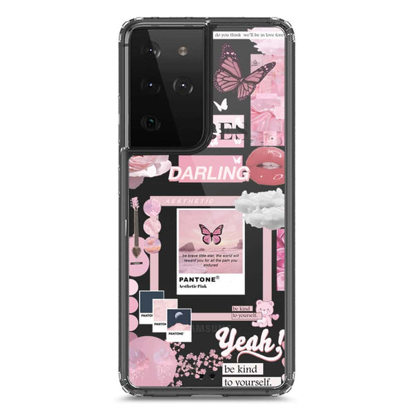 Pink Aesthetic Design Soft Phone Case - Crystal Clear Case - Samsung Galaxy S21 Ultra 5G