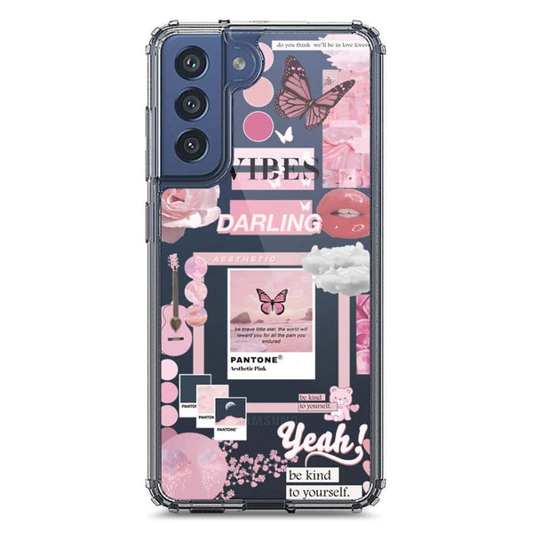 Pink Aesthetic Design Soft Phone Case - Crystal Clear Case - Samsung Galaxy S21 FE 5G