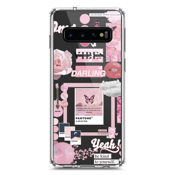 Pink Aesthetic Design Soft Phone Case - Crystal Clear Case - Samsung Galaxy S10