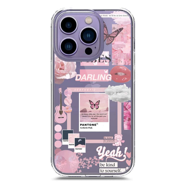 Pink Aesthetic Design Soft Phone Case - Crystal Clear Case - iPhone 14 Pro