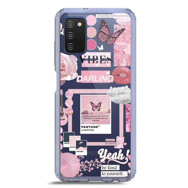 Pink Aesthetic Design Soft Phone Case - Crystal Clear Case - Samsung Galaxy A03s