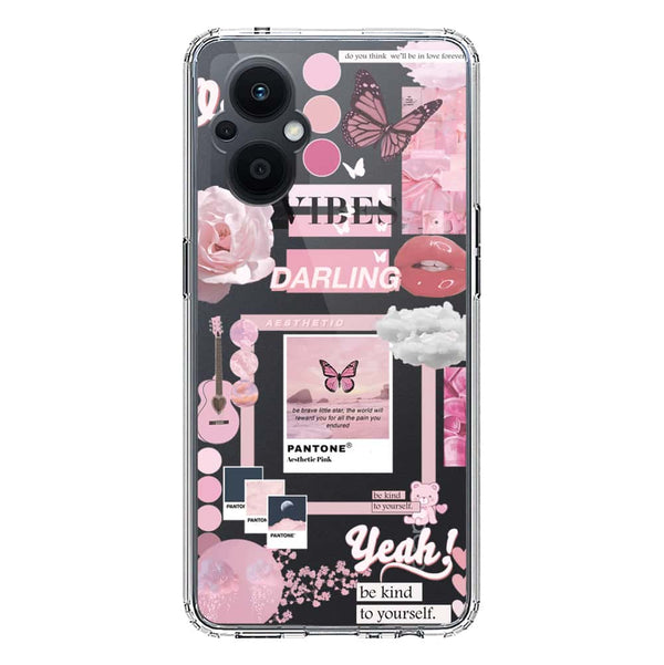 Pink Aesthetic Design Soft Phone Case - Crystal Clear Case - Oppo F21 Pro 5G