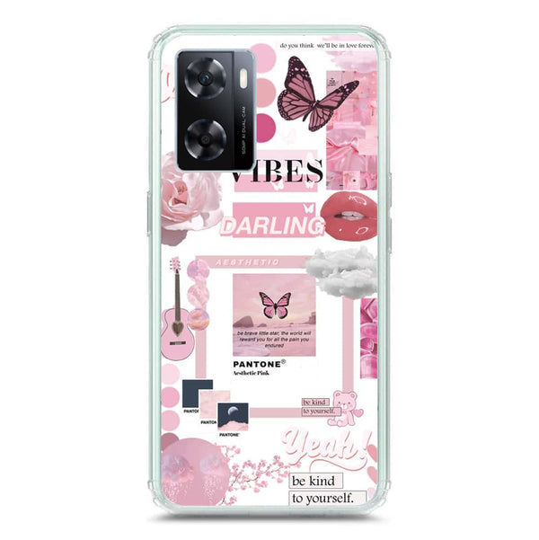 Pink Aesthetic Design Soft Phone Case - Crystal Clear Case - Oppo A77 4G