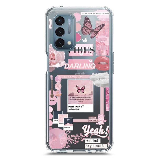 Pink Aesthetic Design Soft Phone Case - Crystal Clear Case - OnePlus Nord N200 5G