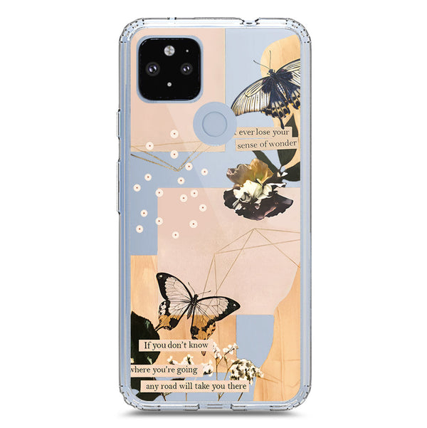 Aesthetic Butterfly Design - Design 4 - Soft Phone Case - Crystal Clear Case - Google Pixel 4a 5G