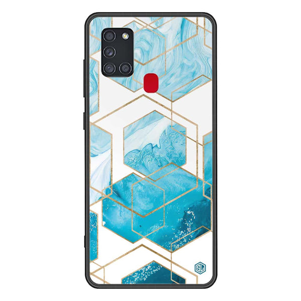 Stylish Marble Series Soft Phone Case - Premium Glass Case - Design 1 - Samsung Galaxy A21s