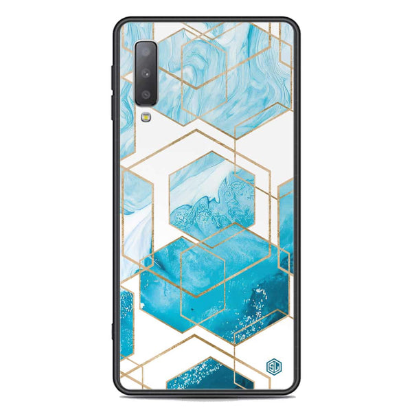 Stylish Marble Series Soft Phone Case - Premium Glass Case - Design 1 - Samsung Galaxy A7 2018