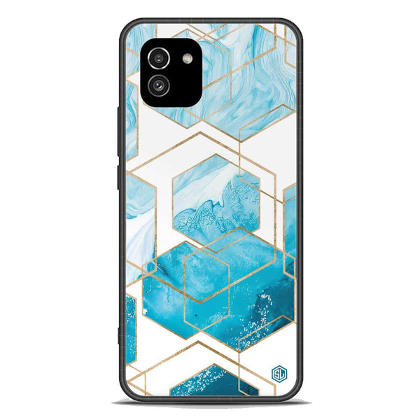 Stylish Marble Series Soft Phone Case - Premium Glass Case - Design 1 - Samsung Galaxy A03