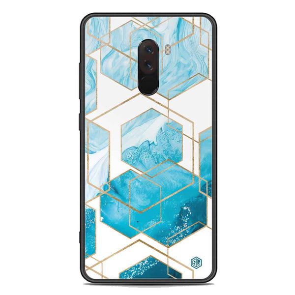 Stylish Marble Series Soft Phone Case - Premium Glass Case - Design 1 - Xiaomi Pocophone F1