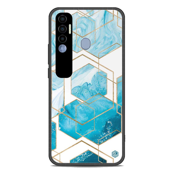 Stylish Marble Series Soft Phone Case - Premium Glass Case - Design 1 - Tecno Spark 7 Pro