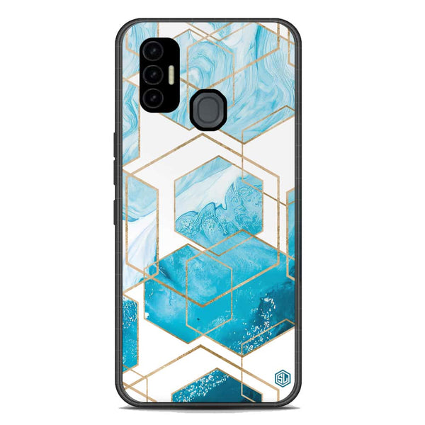Stylish Marble Series Soft Phone Case - Premium Glass Case - Design 1 - Tecno Spark 7