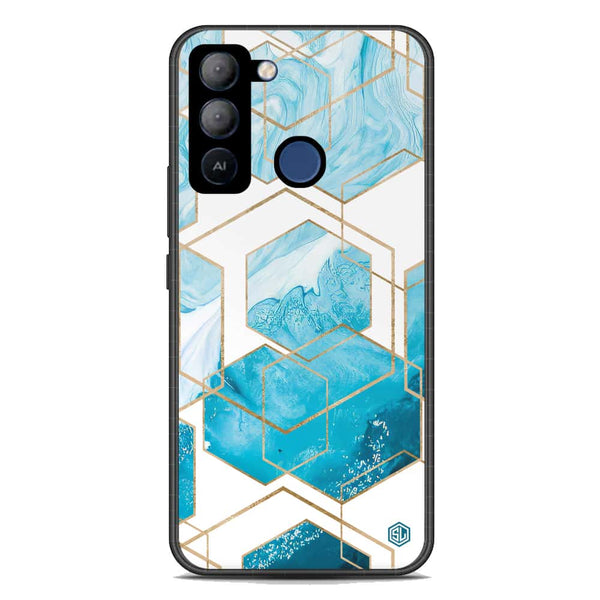Stylish Marble Series Soft Phone Case - Premium Glass Case - Design 1 - Tecno Pop 5 LTE