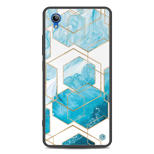 Stylish Marble Series Soft Phone Case - Premium Glass Case - Design 1 - Vivo Y91i