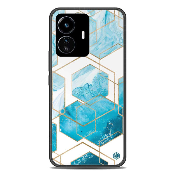 Stylish Marble Series Soft Phone Case - Premium Glass Case - Design 1 - Vivo Y77 5G
