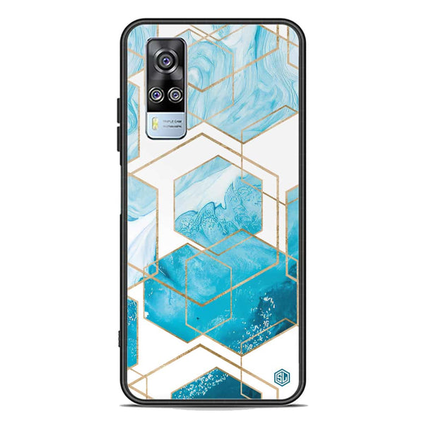 Stylish Marble Series Soft Phone Case - Premium Glass Case - Design 1 - Vivo Y51 (2020 December)