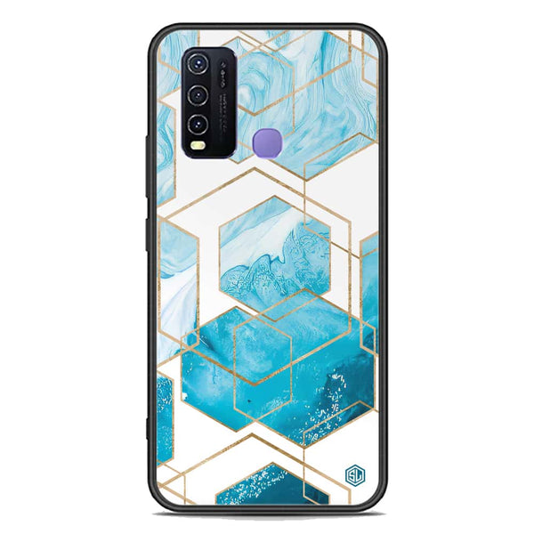 Stylish Marble Series Soft Phone Case - Premium Glass Case - Design 1 - Vivo Y50