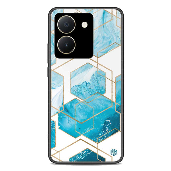 Stylish Marble Series Soft Phone Case - Premium Glass Case - Design 1 - Vivo Y36 4G