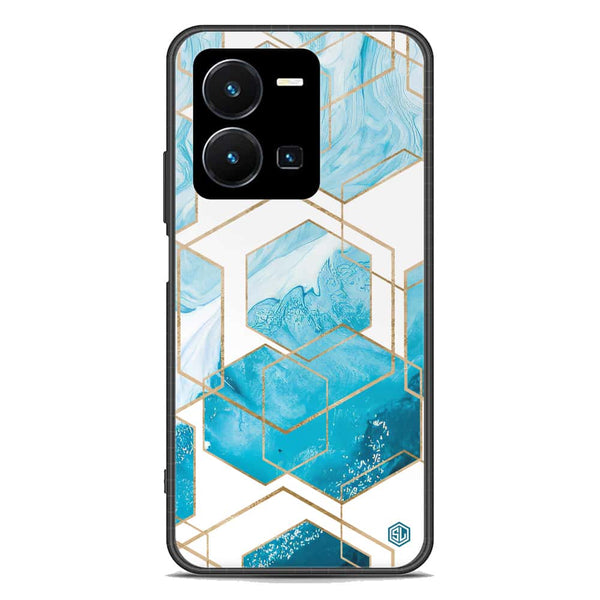 Stylish Marble Series Soft Phone Case - Premium Glass Case - Design 1 - Vivo Y35