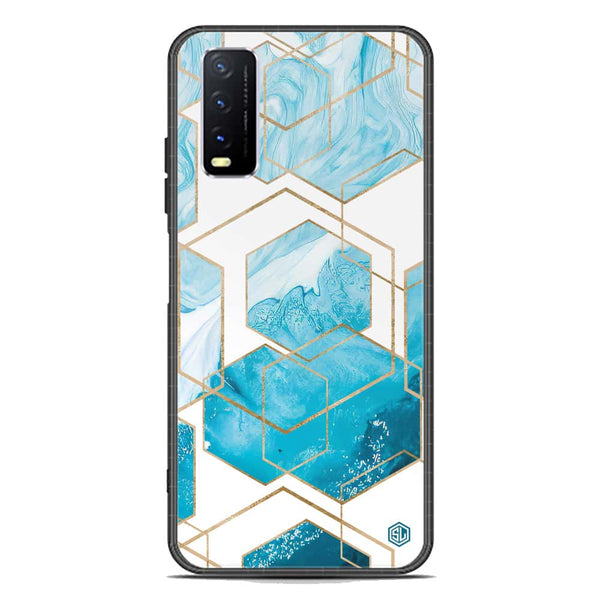 Stylish Marble Series Soft Phone Case - Premium Glass Case - Design 1 - Vivo Y12s