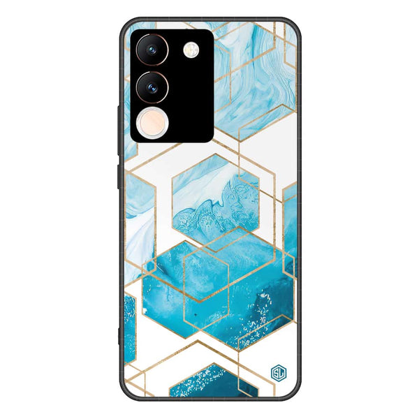 Stylish Marble Series Soft Phone Case - Premium Glass Case - Design 1 - Vivo V29e