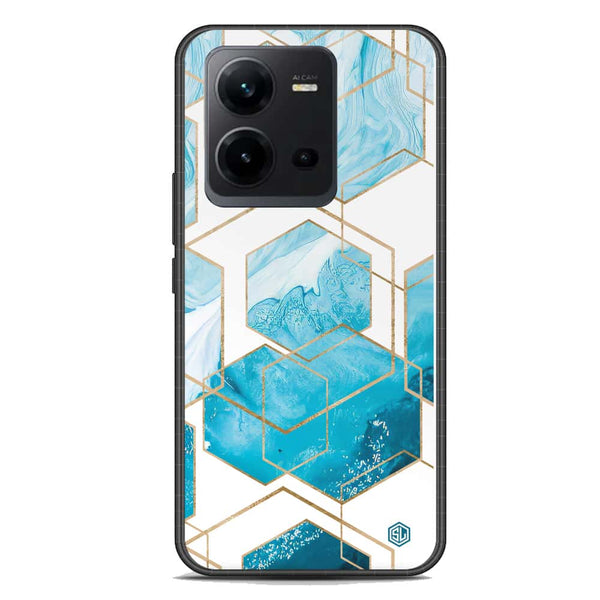 Stylish Marble Series Soft Phone Case - Premium Glass Case - Design 1 - Vivo V25e