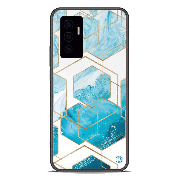 Stylish Marble Series Soft Phone Case - Premium Glass Case - Design 1 - Vivo V23e