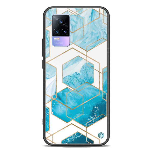 Stylish Marble Series Soft Phone Case - Premium Glass Case - Design 1 - Vivo V21e
