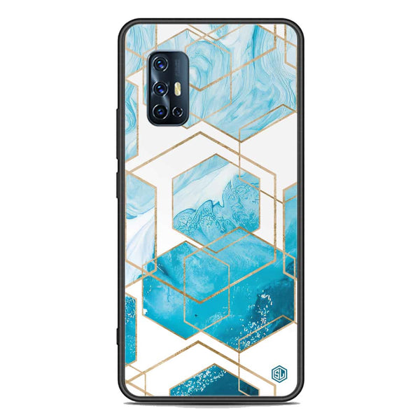 Stylish Marble Series Soft Phone Case - Premium Glass Case - Design 1 - Vivo V17