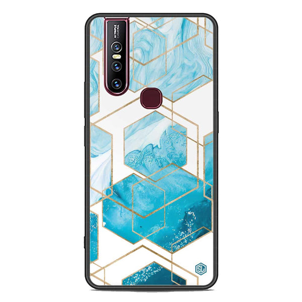 Stylish Marble Series Soft Phone Case - Premium Glass Case - Design 1 - Vivo V15