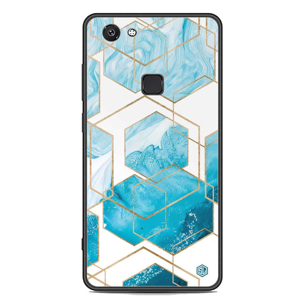 Stylish Marble Series Soft Phone Case - Premium Glass Case - Design 1 - Vivo V7