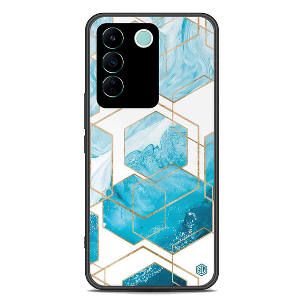Stylish Marble Series Soft Phone Case - Premium Glass Case - Design 1 - Vivo S16e