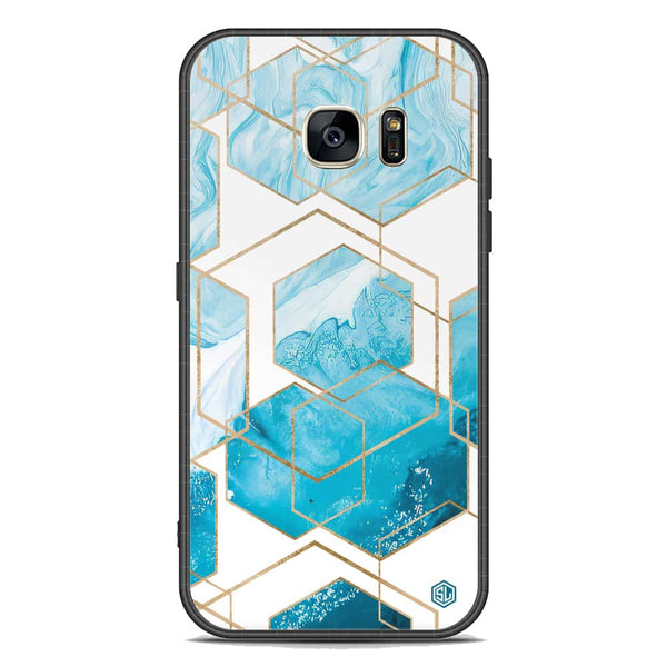 Stylish Marble Series Soft Phone Case - Premium Glass Case - Design 1 - Samsung Galaxy S7