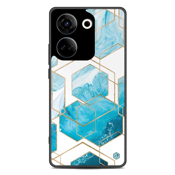 Stylish Marble Series Soft Phone Case - Metal Case - Design 1 - Tecno Camon 20 Pro