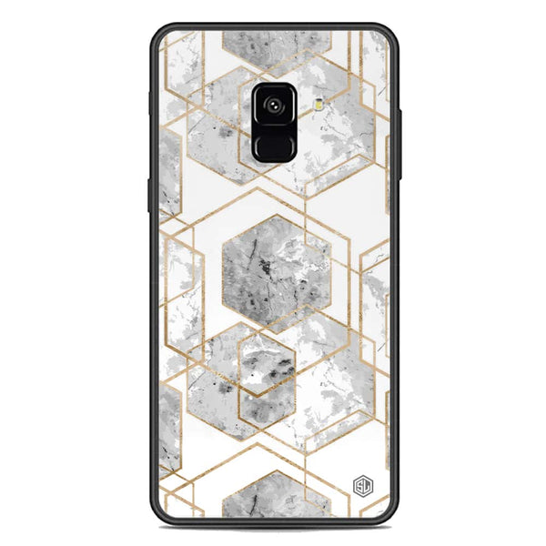 Stylish Marble Series Soft Phone Case - Premium Glass Case - Design 2 - Samsung Galaxy A8 2018