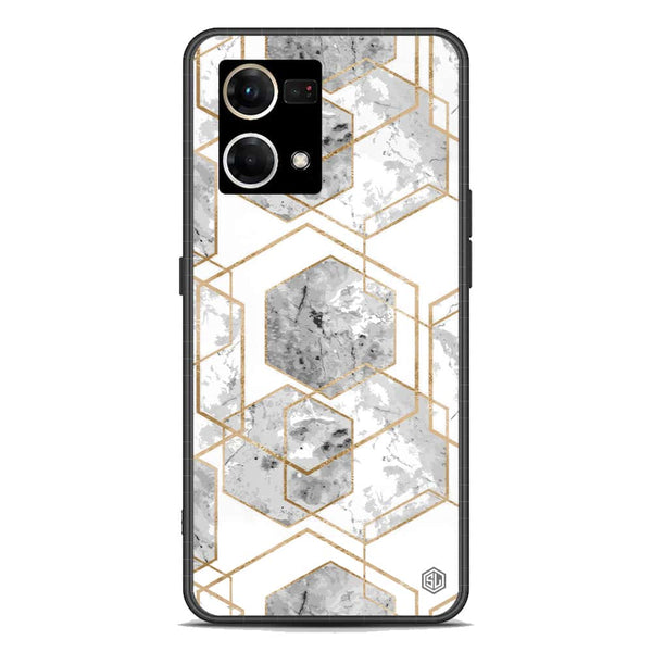 Stylish Marble Series Soft Phone Case - Premium Glass Case - Design 2 - Oppo Reno 7 4G