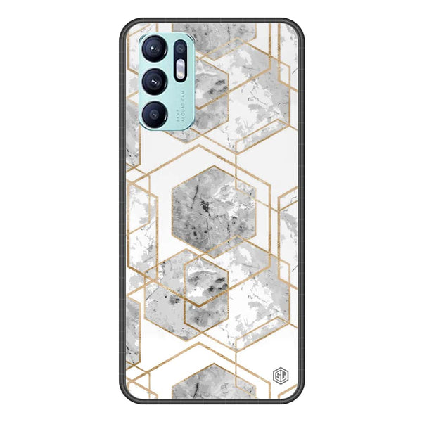 Stylish Marble Series Soft Phone Case - Premium Glass Case - Design 2 - Oppo Reno 6