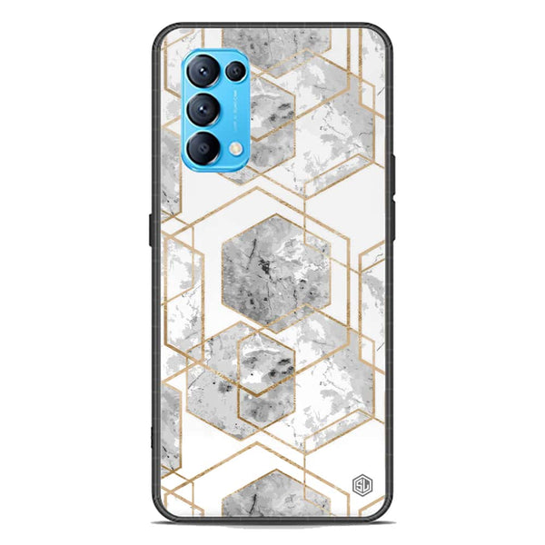 Stylish Marble Series Soft Phone Case - Premium Glass Case - Design 2 - Oppo Reno 5 4G
