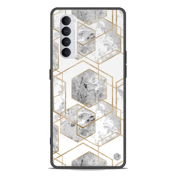 Stylish Marble Series Soft Phone Case - Premium Glass Case - Design 2 - Oppo Reno 4 Pro 5G
