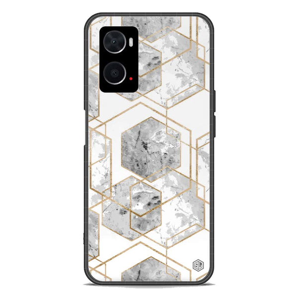 Stylish Marble Series Soft Phone Case - Premium Glass Case - Design 2 - Oppo A96 4G