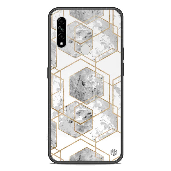 Stylish Marble Series Soft Phone Case - Premium Glass Case - Design 2 - Oppo A8