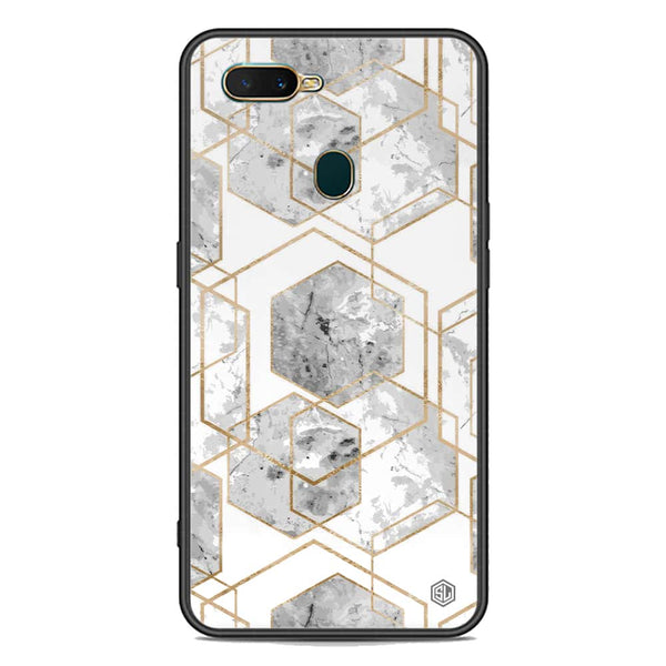 Stylish Marble Series Soft Phone Case - Premium Glass Case - Design 2 - Oppo A7
