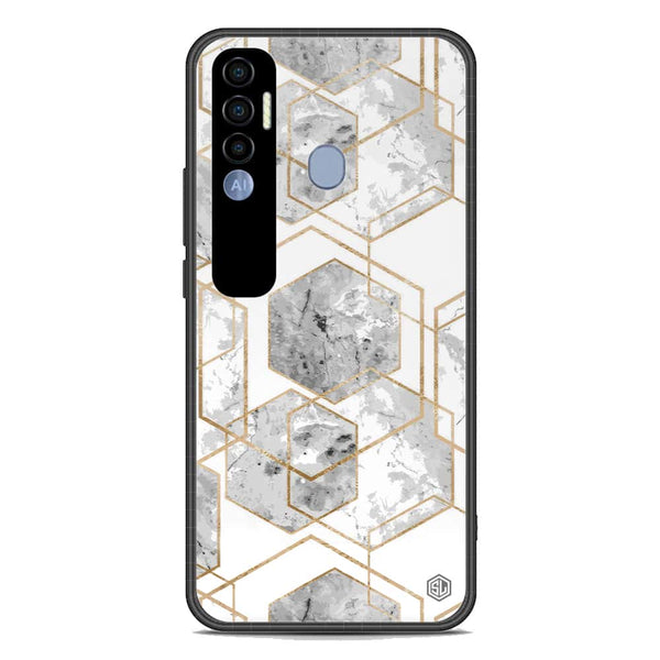 Stylish Marble Series Soft Phone Case - Premium Glass Case - Design 2 - Tecno Spark 7 Pro