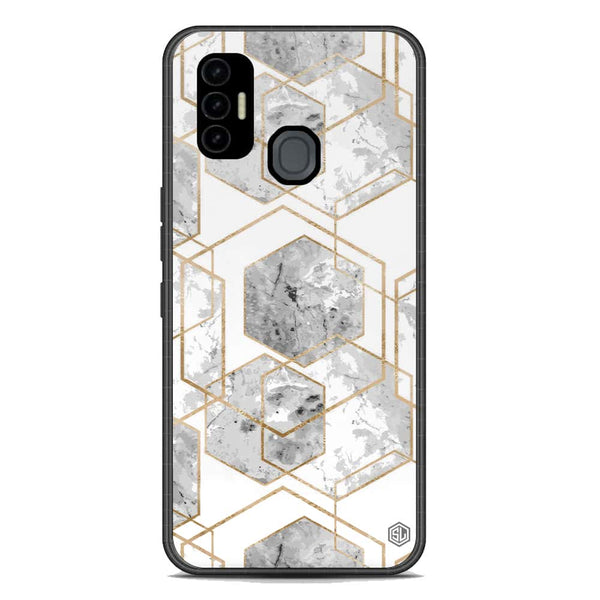 Stylish Marble Series Soft Phone Case - Premium Glass Case - Design 2 - Tecno Spark 7